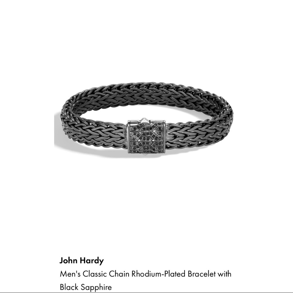 John Hardy Men’s Bracelet, Rhodium w Sapphires
